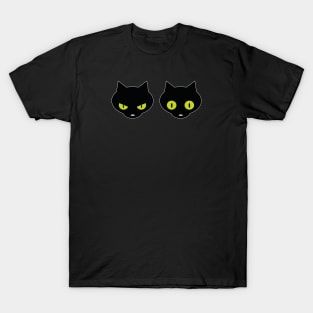 Two black cats with green eyes T-Shirt